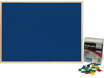 Tablica tekstylna filcowa 60x40 Niebieska ZESTAW
