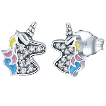 Kolczyki srebrne JEDNOROŻEC UNICORN pr.925