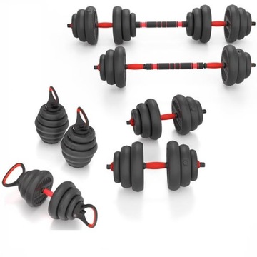 Hantle regulowane kettlebell 6w1 zestaw z obciążeniami SZTANGIELKI 20kg HMS