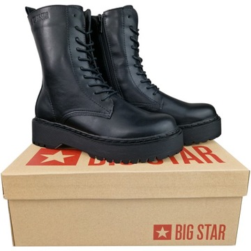 glany damskie buty zimowe czarne wysokie botki BIG STAR II274509 37