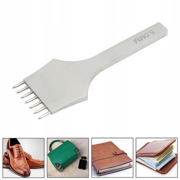 Skórzane żelazko do nakłuwania 5mm 7 zębów ze