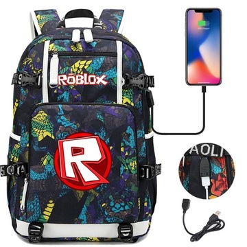 ВОДОНЕПРОНИЦАЕМЫЙ ШКОЛЬНЫЙ РЮКЗАК ROBLOX USB НОВЫЙ