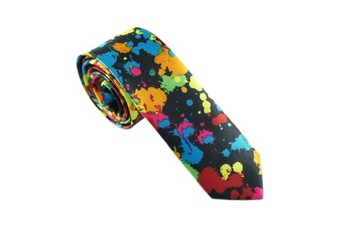 Krawat slim ZABAWNY KOLOROWY CIAPKI PLAMKI MALARSK