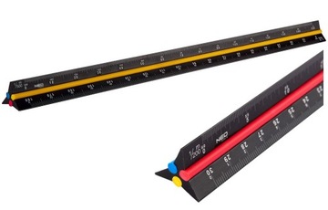 Liniał linijka trójkątna 30 cm znaczniki kolorowe aluminiowa NEO
