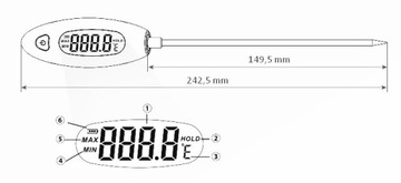 КУХОННЫЙ ТЕРМОМЕТР С ЗОНДОМ -50 +300 PIN КУХОННЫЙ ТОЧНЫЙ
