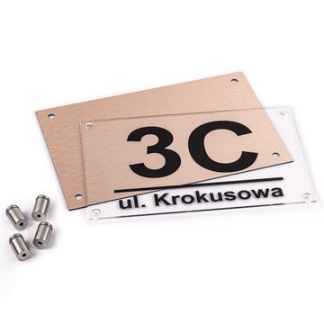 TABLICZKA ADRESOWA PLEKSA ALUMINIUM+DYSTANSE KOŁKI