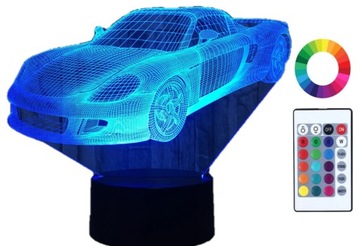 Lampka Nocna LED 3D Samochód Auto Porsche Grawer