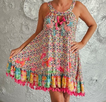 ANTICA SARTORI sukienka boho wakacje roz L