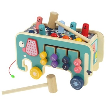 ДЕРЕВЯННЫЙ КУБ СЛОНА, МОЛОТОК МОНТЕССОРИ, ИГРУШКА ЗИ-11