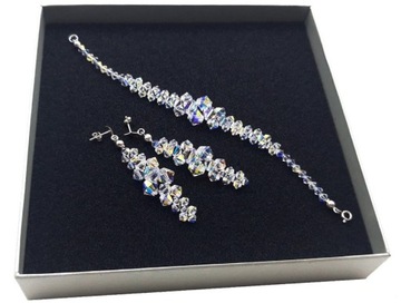 komplet Swarovski el. biżuteria SREBRO crystal AB