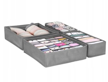 Органайзер для нижнего белья и носков в ящик гардероба, серый, набор из 4 шт.