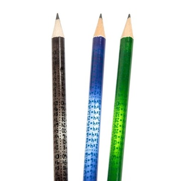 KIDEA 3 X HB КАРАНДАШ С ТАБЛИЦОЙ УМНОЖЕНИЯ С ЛАСТИКОМ Набор карандашей