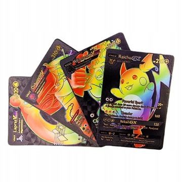 КАРТОЧКИ ПОКЕМОНЫ - 3в1 ЗОЛОТО ЧЕРНЫЕ СЕРЕБРЯНЫЕ НАБОР 165 ШТ.