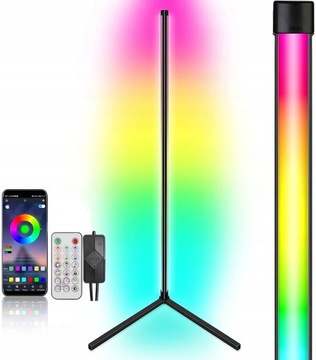 Lampa Stojąca Narożna Podłogowa LED RGB 150cm Pilot Dynamiczne Światła