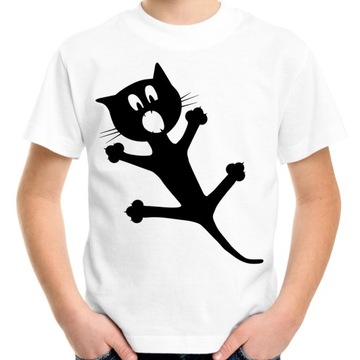 Koszulka z czarnym kotem czarny kot t-shirt dziecięcy dla dziecka kotek 140