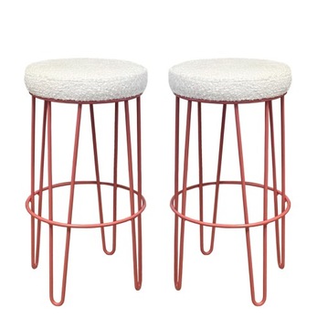 2x HOKER METALOWY TABORET BAROWY RÓŻOWY 66 LOFT 4P