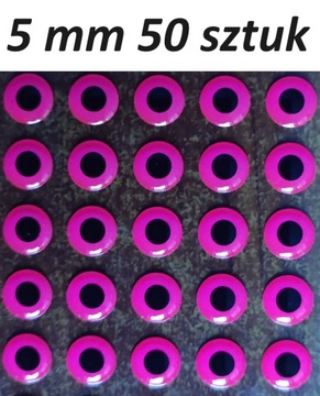 OCZY 3D RÓŻOWE (FLUO) 5 mm 50 sztuk