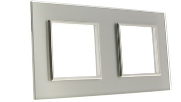Panel Ramka podwójna 2xgniazdko szklany LIVOLO 2xpuszka szary