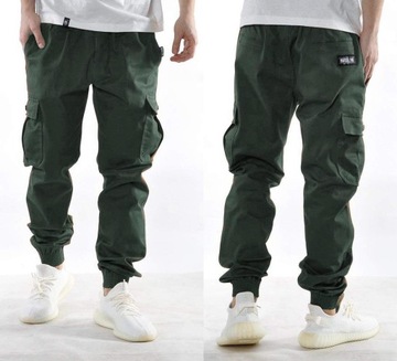 Spodnie 3XL Bossline Cargo Jogger zielone polskie joggery luźne baggy XXXL