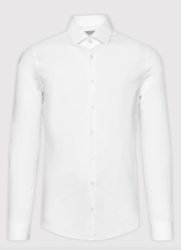 РУБАШКА ИЗ ЛАЙКРЫ СТРЕТЧ CALVIN KLEIN, БЕЛАЯ, L