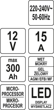 ЭЛЕКТРОННЫЙ ВЫПРЯМИТЕЛЬ YATO 12В 2-20А 300Ач