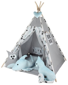 Namiot TIPI TEEPEE mata 3 poduszeczki ZWIERZACZKI
