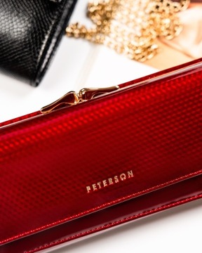 Duży portfel damski skórzany PETERSON pojemny na bigiel ochrona kart