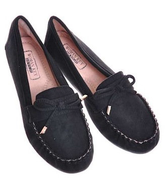 CZARNE ZAMSZOWE MOKASYNKI nr.37 MIĘKKIE MOKASYNY