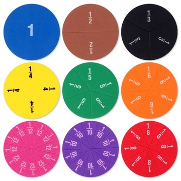 Puzzle edukacyjne Montessori matematyczne nauka ułamków koła 51 elementów