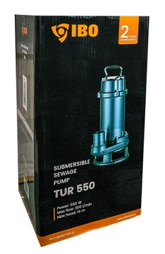 ПОГРУЖНОЙ НАСОС БЕЗ ПОПЛАВА ДЛЯ КАНАЛИЗА TUR 550 230В 550Вт 18000 л/ч IBO