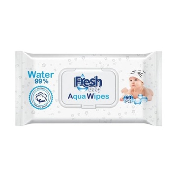Aqua Wipes Nawilżane Chusteczki dla Dzieci Mokre 99% Pure Water 60 szt
