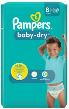Pampers Pieluszki Baby Dry Rozmiar 8 (18 sztuk)