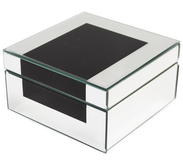 SZKATUŁKA BIŻUTERIĘ SZKLANA CZARNA ORGANIZER