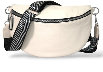 NERKA ECRU DUŻA ELEGANCKA SASZETKA NA RAMIĘ DAMSKA POJEMNA WIOSENNA