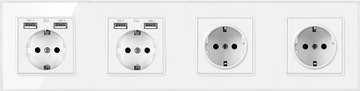 USB-РОЗЕТКА СТЕКЛЯННАЯ QUAD 4X РОЗЕТКА С 4X USB