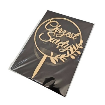 Набор украшений для торта на Крещение с именем ИМЯ, золотое зеркало