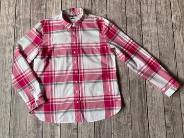 Tommy Hilfiger luźna cienka BLUZKA koszulowa damska w kratkę roz.40 koszula