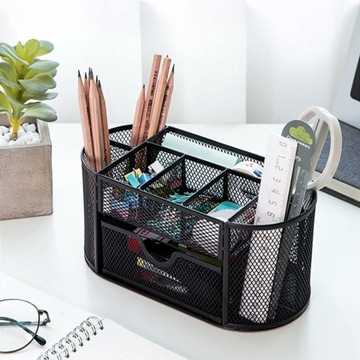 НАСТОЛЬНЫЙ ОРГАНАЙЗЕР МЕТАЛЛИЧЕСКИЙ ЯЩИК ДЛЯ ИНСТРУМЕНТОВ КОНТЕЙНЕР ДЛЯ РУЧКИ С ЯЩИКОМ