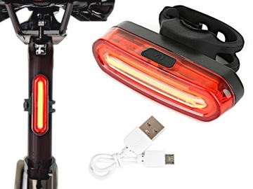 LAMPKA ROWEROWA TYLNA LAMPA NA ROWER AKUMULATOR TYŁ COB USB MOCNA 120LM ABS