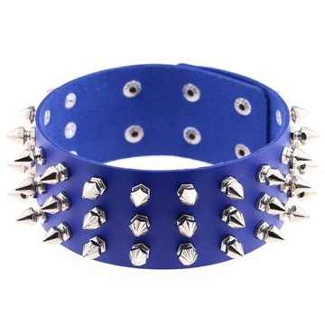 Hot Punk Rock Vintage Spike Rivets Wide Black Rose PU Leather Torques