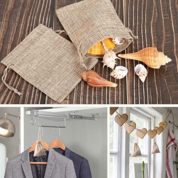 50 джутовые сумки с шнурком, дышащие, прочные, 9 х 12 см, для хранения