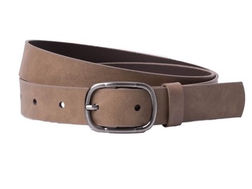 Pasek damski SKÓRZANY do spodni BEŻOWY 3cm 100| XS