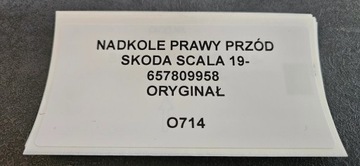PODBĚH PRAVÝ PŘEDNÍ SKODA SCALA 19- ORIGINÁLNÍ
