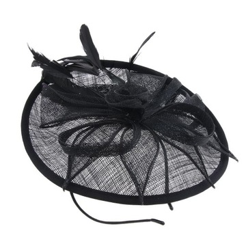 Sinamay Fascinator Цилиндр Свадебный коктейль Послеобеденное чаепитие с перьями w