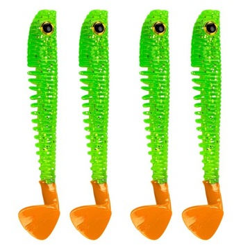 de-4Pcs Красочные мягкие аксессуары для рыбалки Искусственный червь Зеленый