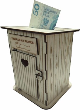 ZABAWNA DREWNIANA SKARBONKA TOALETA WYCHODEK NA TIPY NAPIWKI BAR GRAWER 18