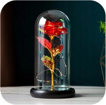 ВЕЧНАЯ СВЕТЯЩАЯСЯ СВЕТОДИОДНАЯ РОЗА В СТЕКЛЕ ДЛЯ ПОДАРКА НА ДЕНЬ МАТЕРИ + КОРОБКА