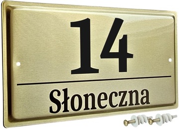 TABLICZKA ADRESOWA - STAL NIERDZEWNA - ZŁOTA - UV