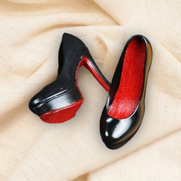 Buty damskie na wysokim obcasie w skali 1:6 Moda postać męska szpilki czarne A