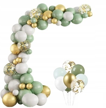 Balony zielone ŁUK girlanda kiwi BOHO